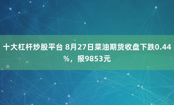 十大杠杆炒股平台 8月27日菜油期货收盘下跌0.44%，报9853元